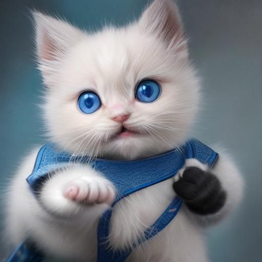 Kung-Fu Kitten with Blue Eyes