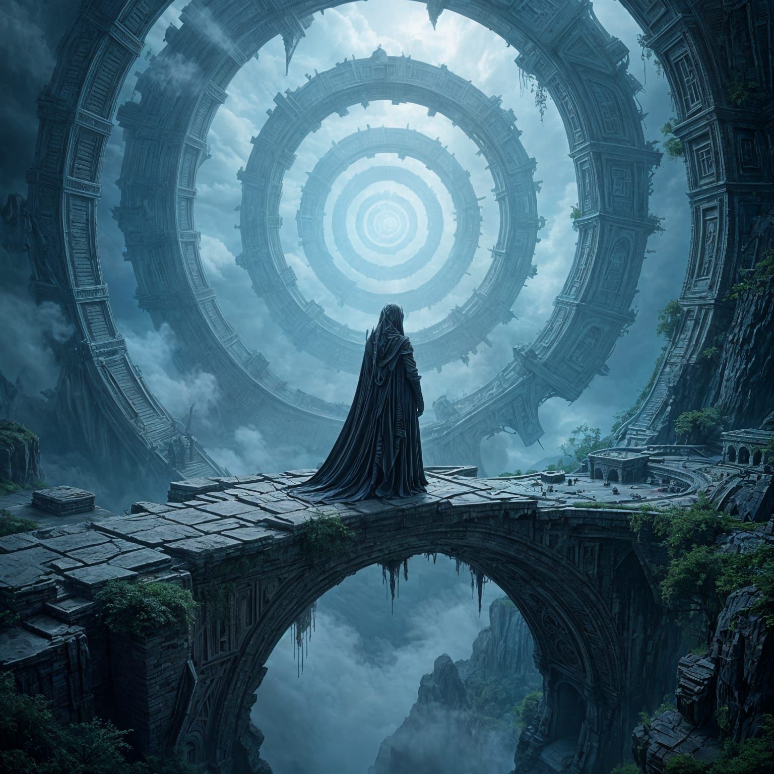 Surreal Fantasy World with Collapsing Citadel in Vertigo Sty...