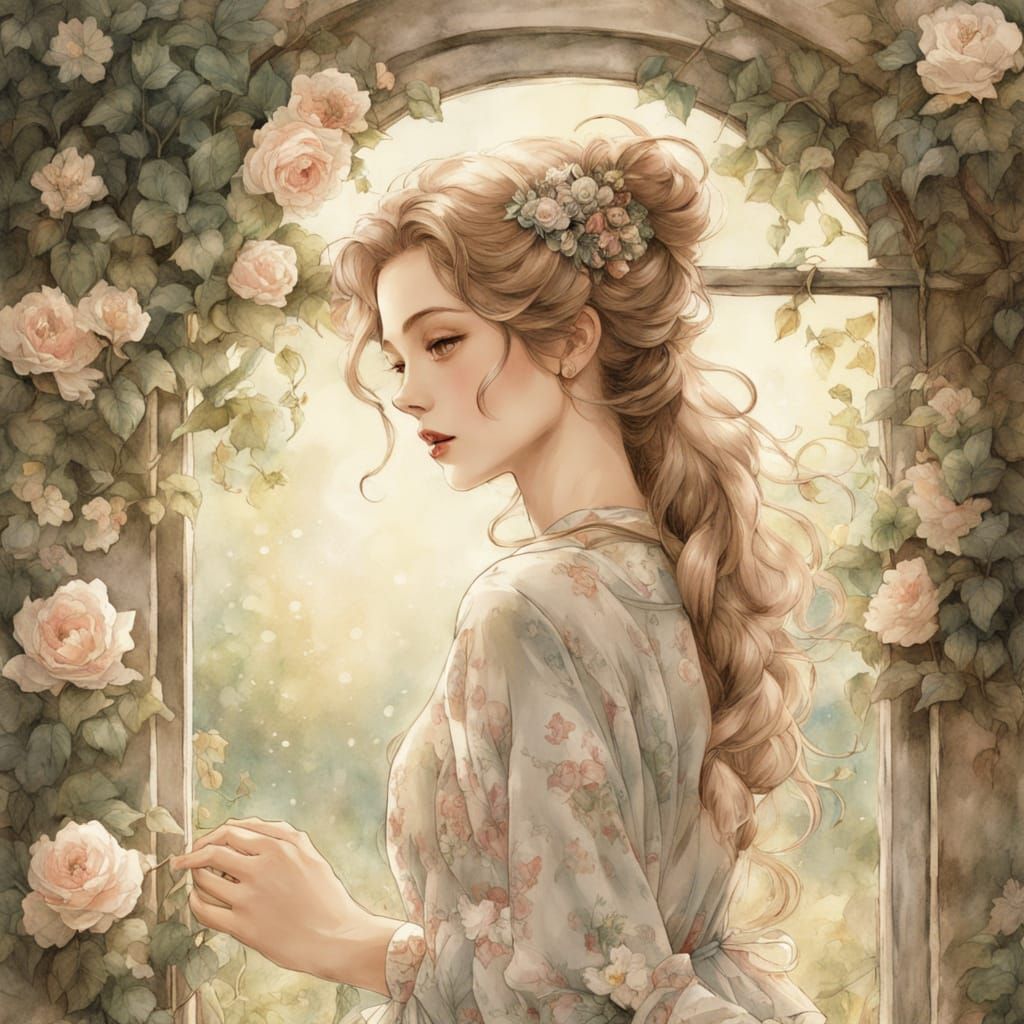 Sunlight, roses, and her gentle grace