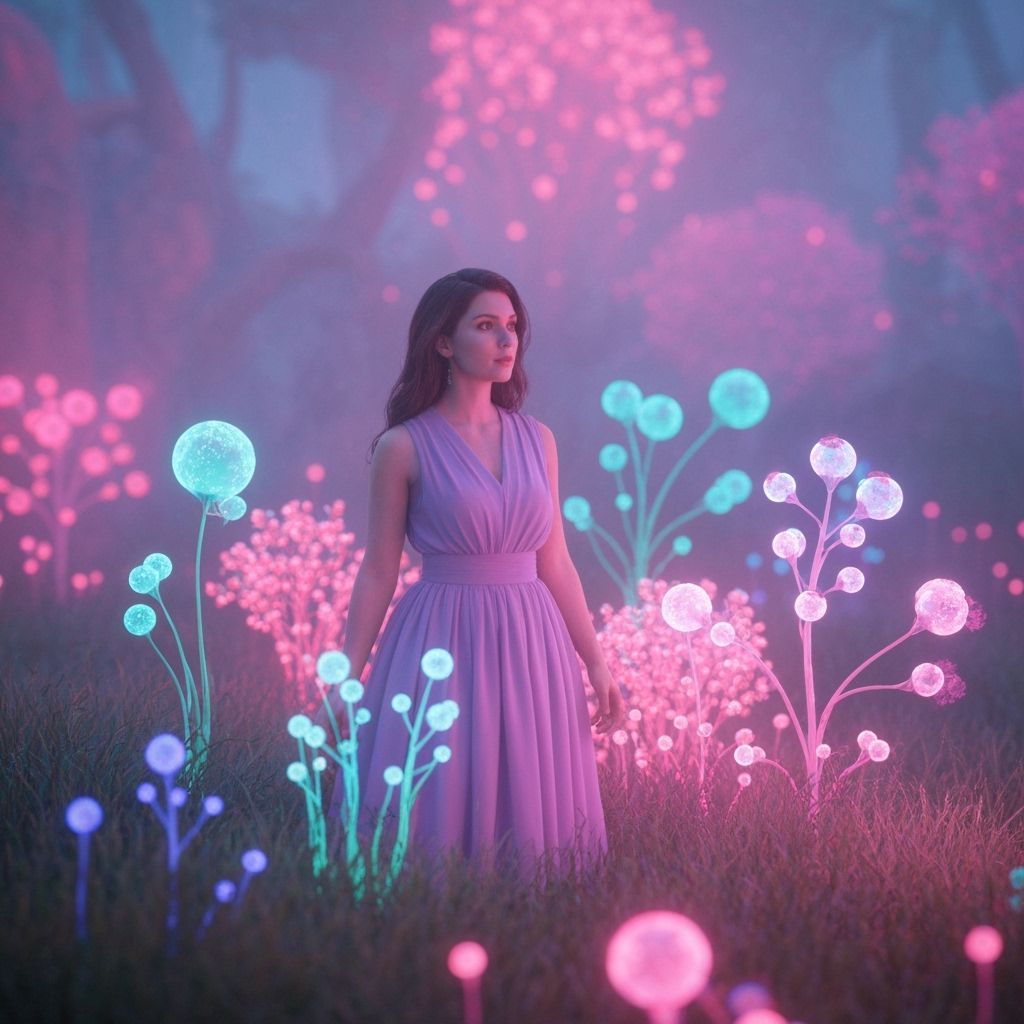 Woman and Dragon in Mystical Forest Art