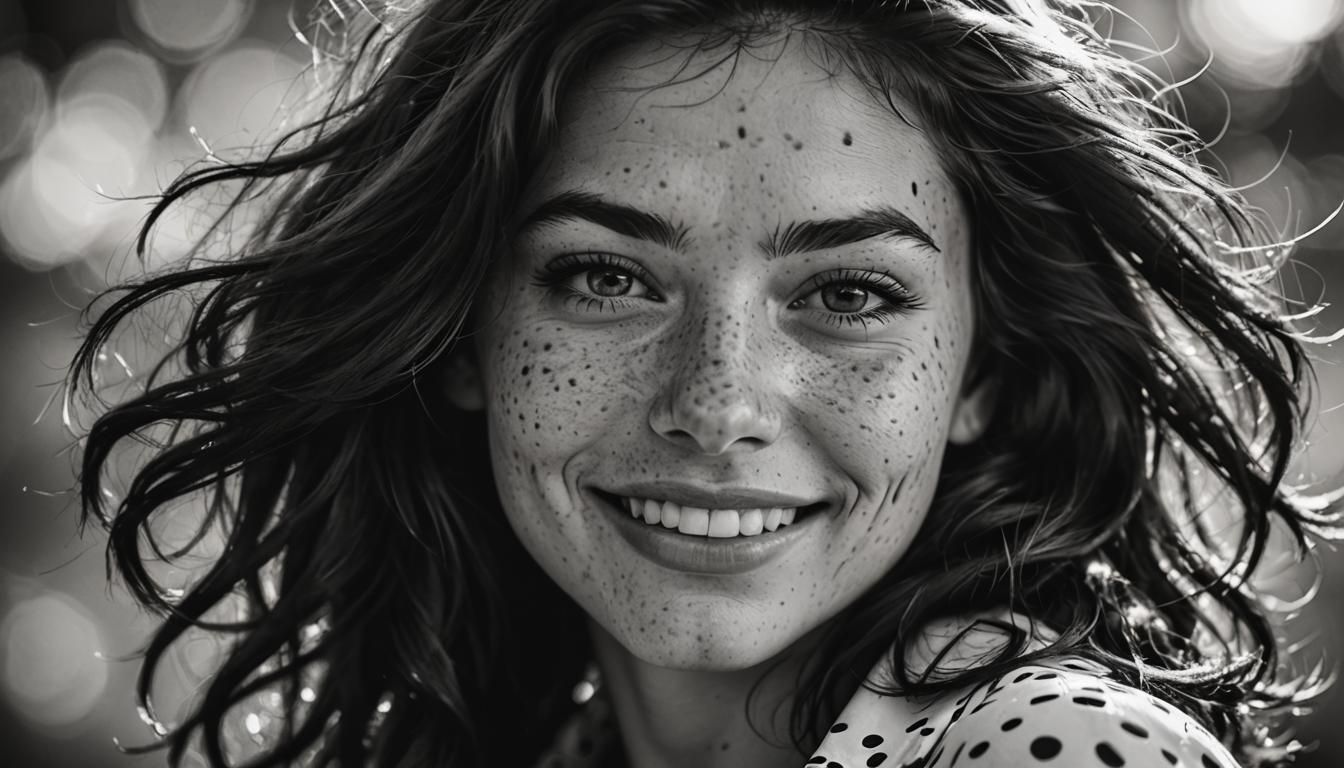 Charming Woman Radiating Joy in Pop Art Style