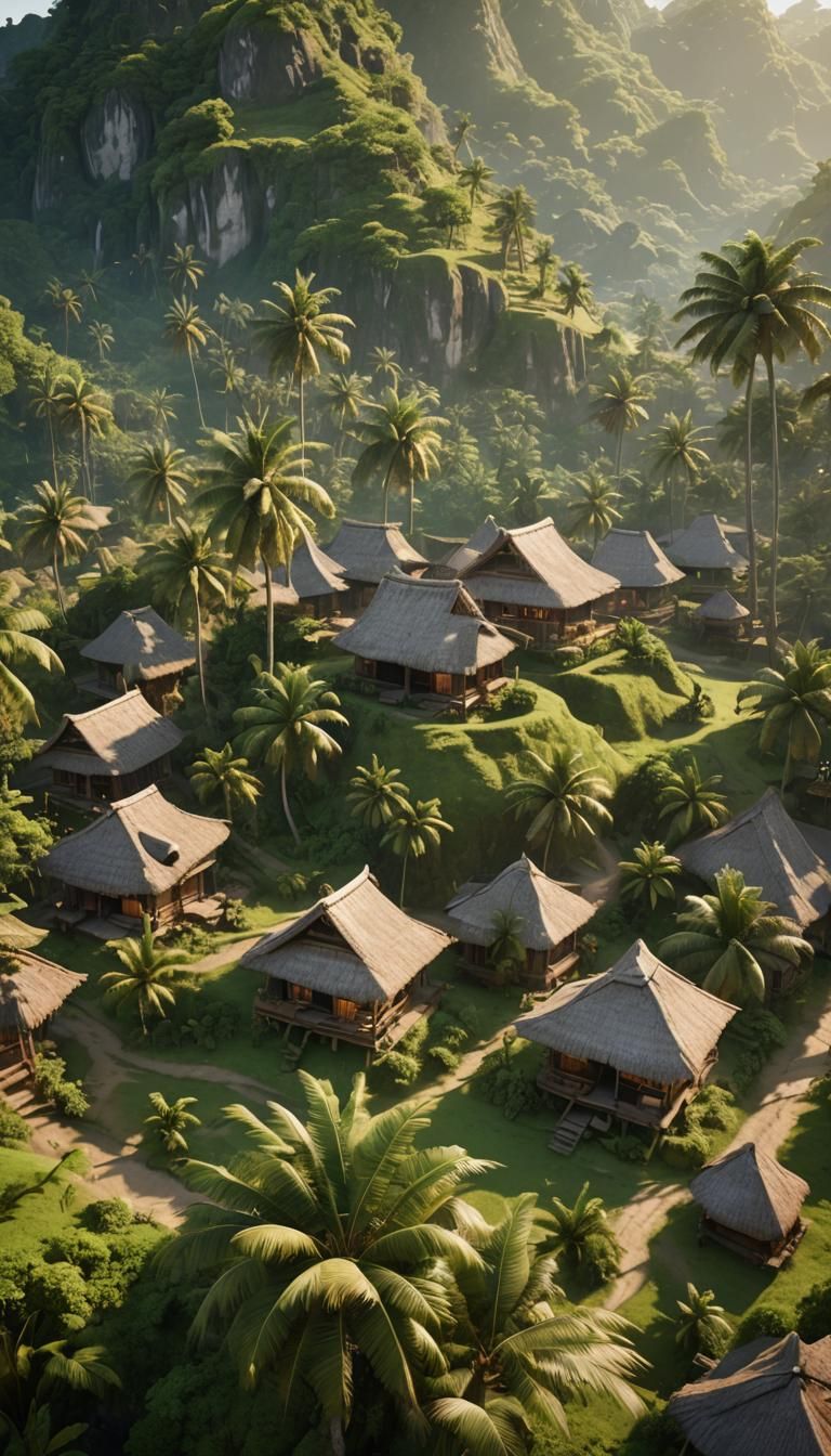 Ancient Makassar Village Amidst Lush Green Hills