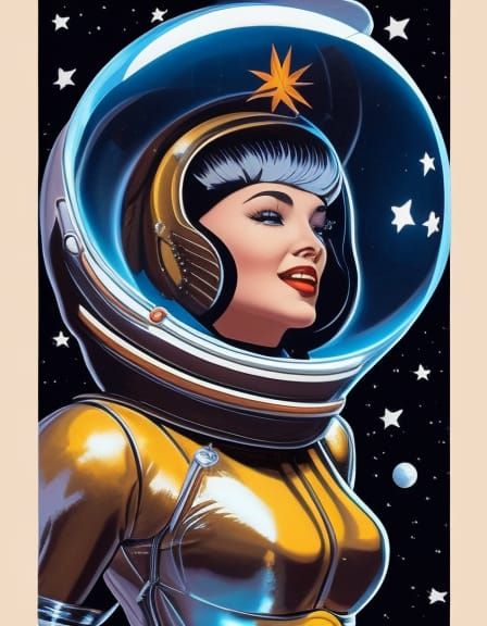 Retro Sci-Fi Betty Page in Spacesuit