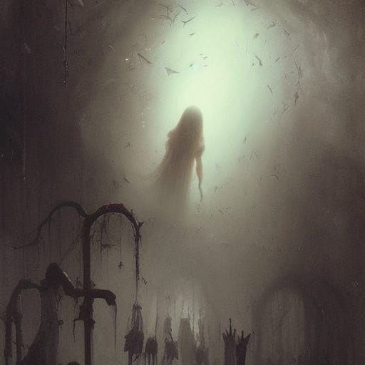 Kawaii Ethereal Beauty: Romantic Horror Illustration