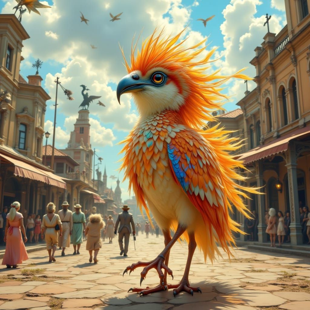 Proud Roben in Town Square: Tonalism Oil Painting