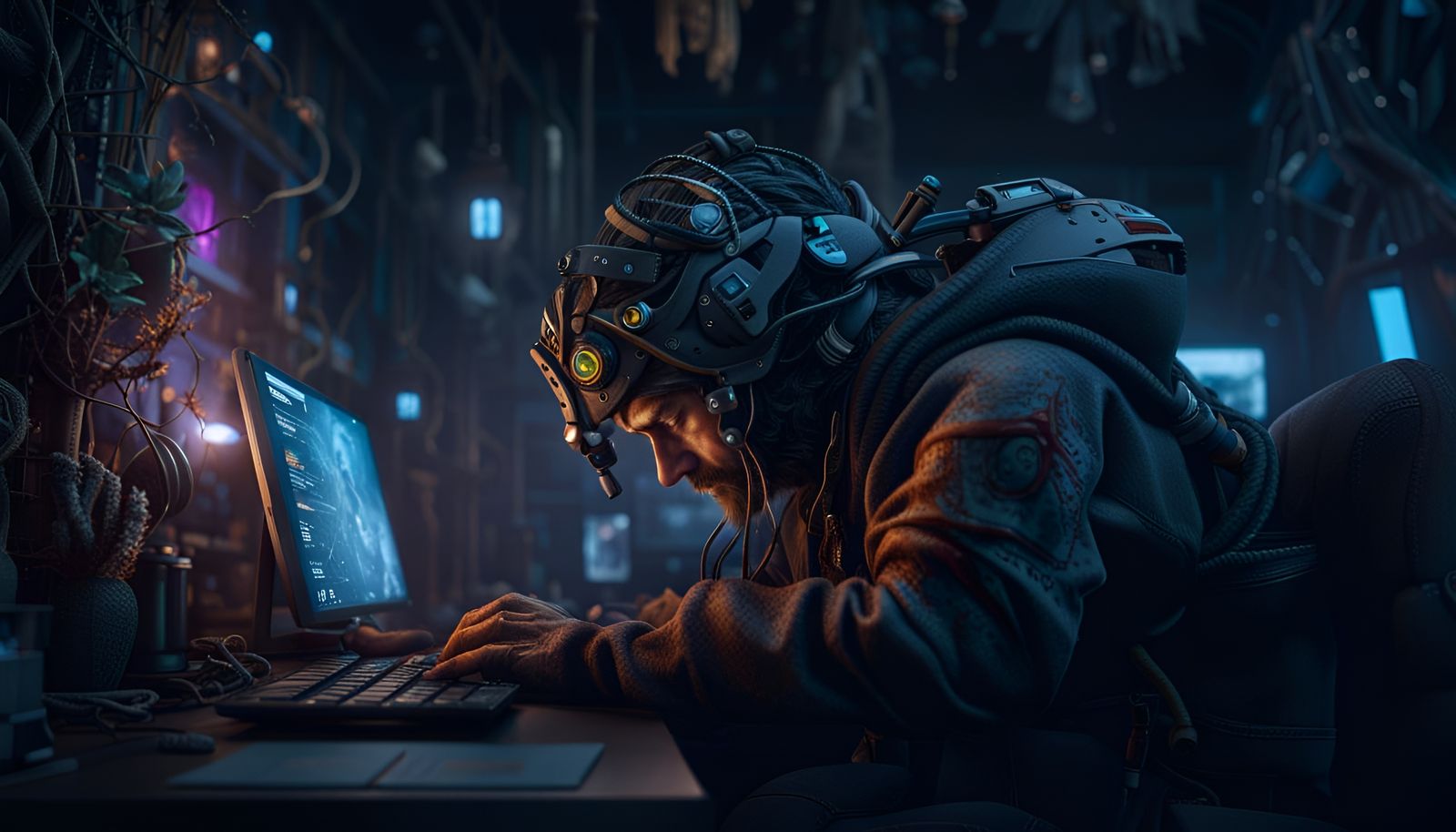 Tired Programmer in Detailed Matte Painting Style