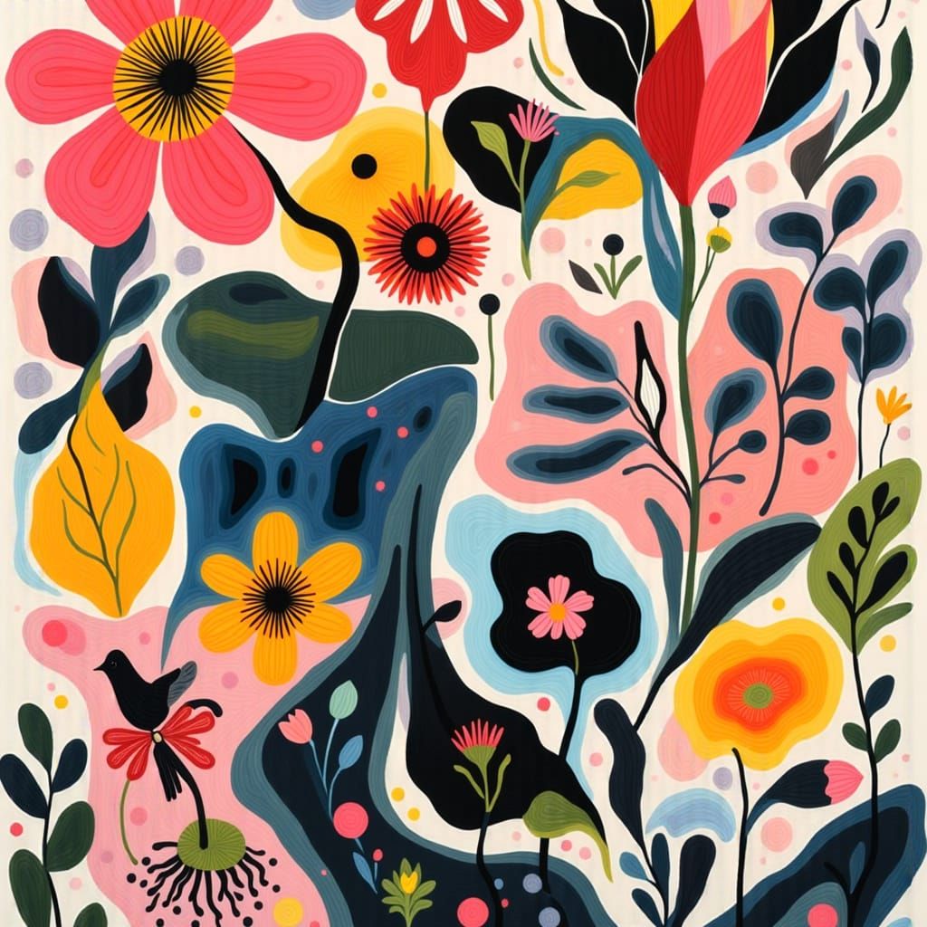 <lora:Death River:1.0>  Matisse cutouts flowers