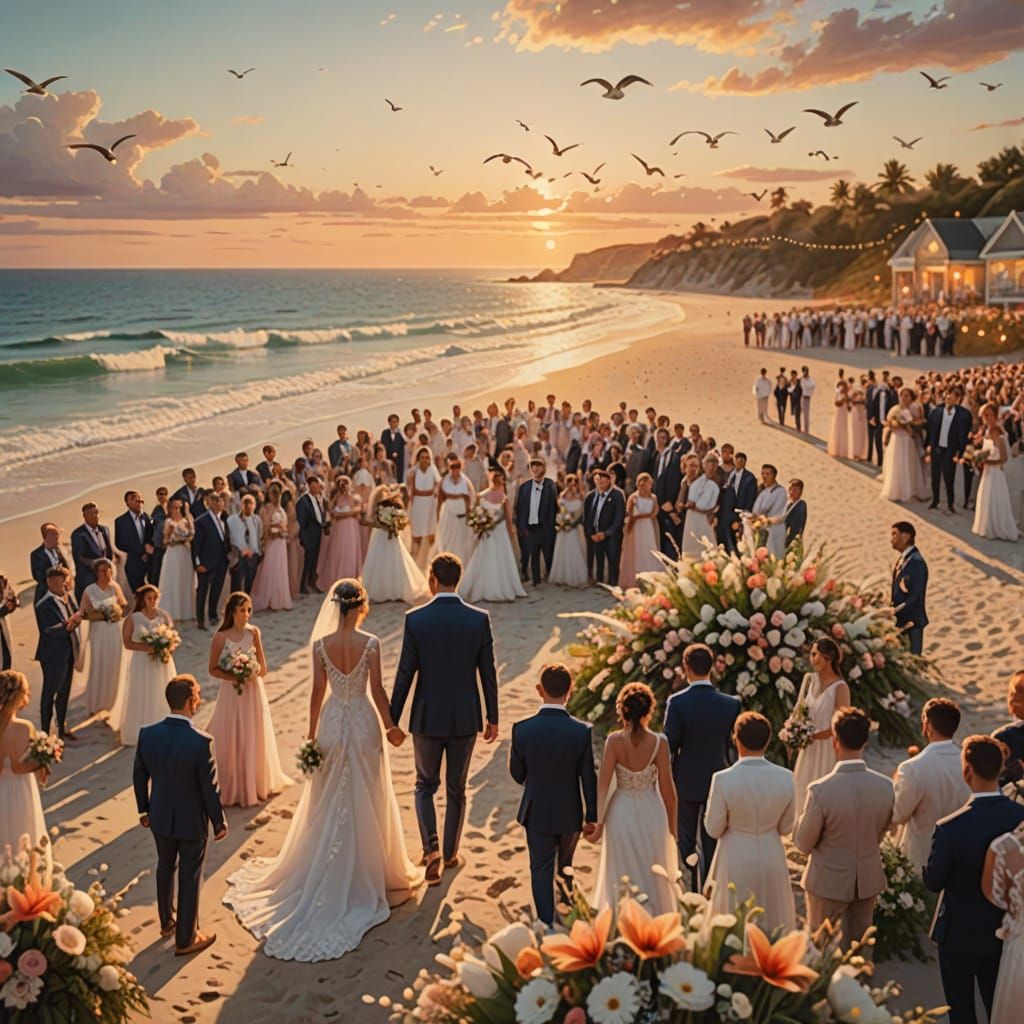 Romantic Beach Wedding in Pastel Hues