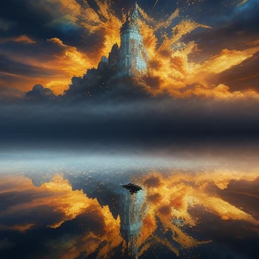 Mystical Woman in Surreal Apocalyptic Landscape