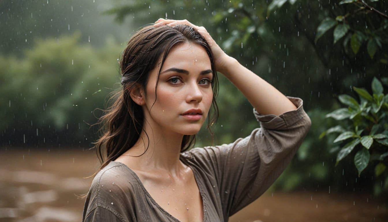 Ethereal Rainy Day Portrait in Soft Focus