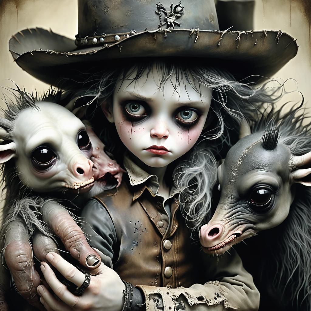 Cowboy and Black-Eyed Beasts: A Surreal Photo