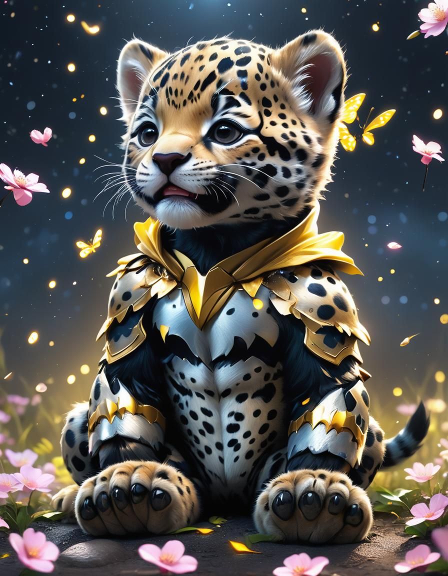 A jaguar cub in superhero costume