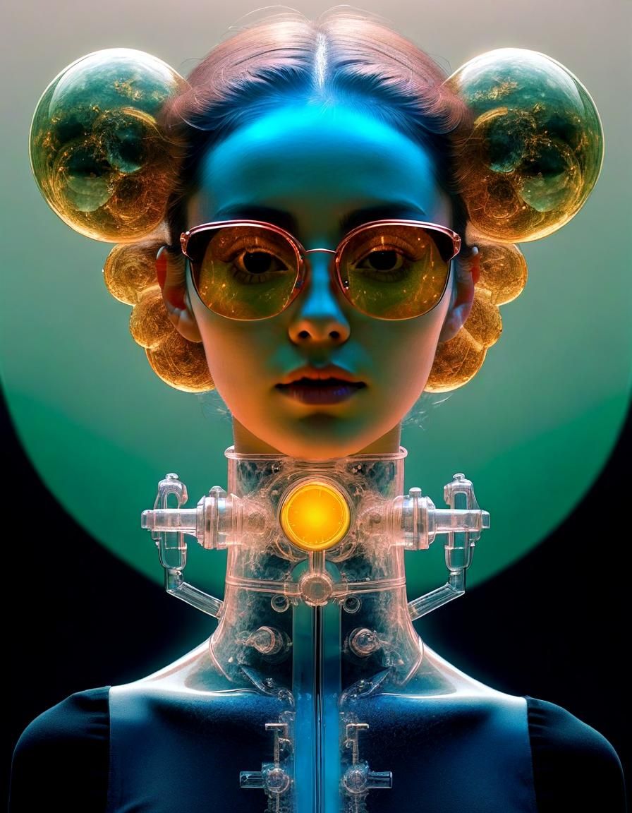 3D Lo-fi Steamfunk Holoportrait in Solarigraphy Style