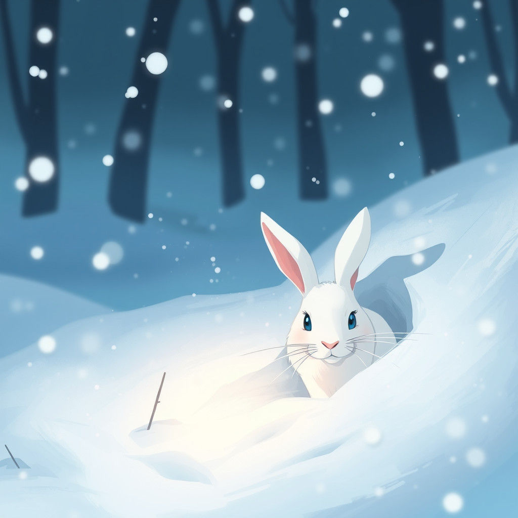 White Rabbit Hiding in Snow, Anime Style