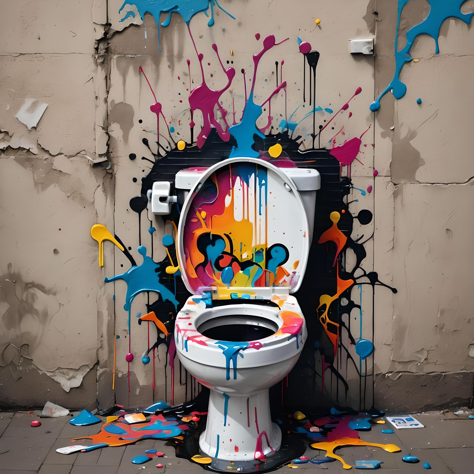 Skibidi Toilet in Graffiti Street Art Style