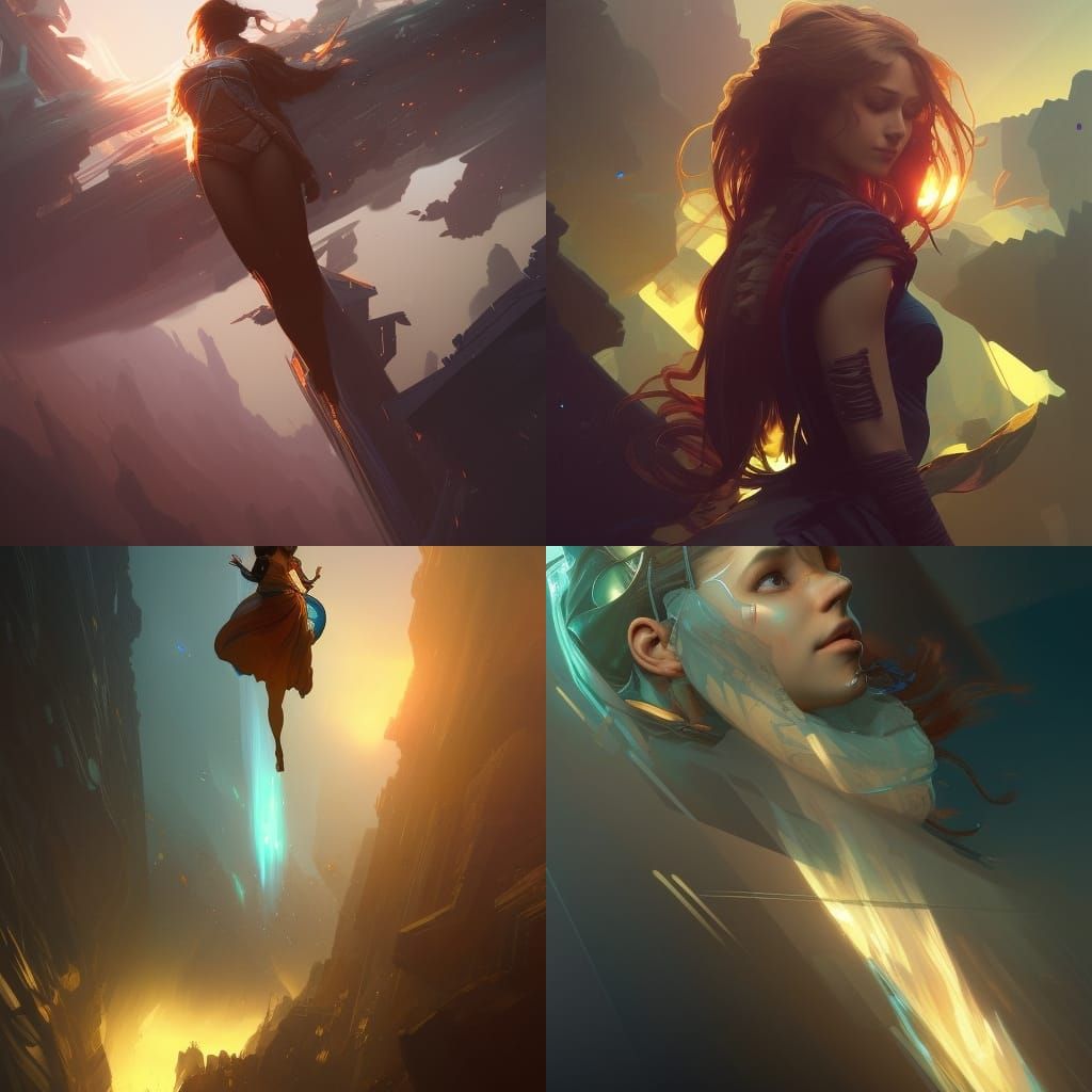 Freefall Portrait in Dynamic Lighting, Splash Art Style
