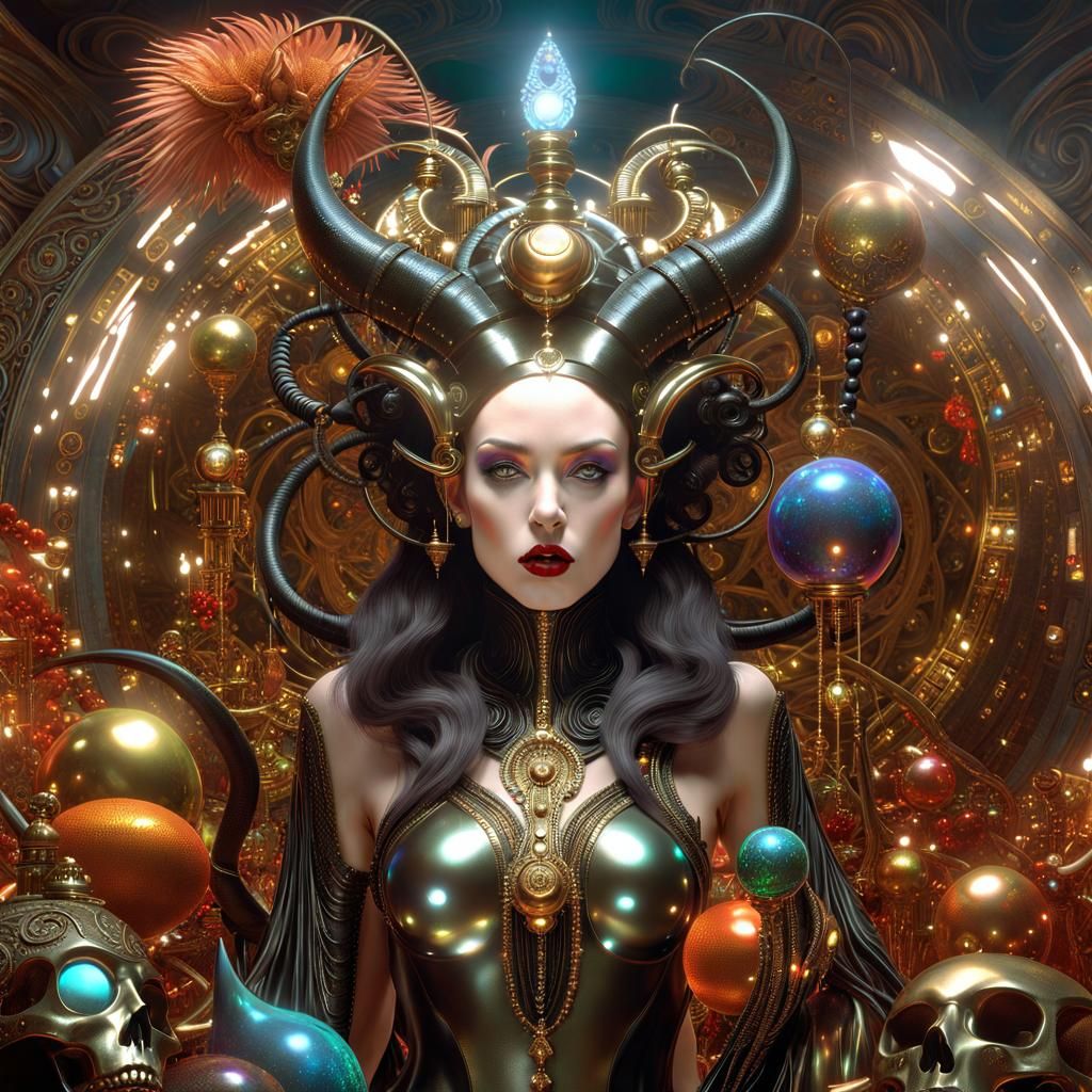 Surreal Temptress in Art Nouveau Style