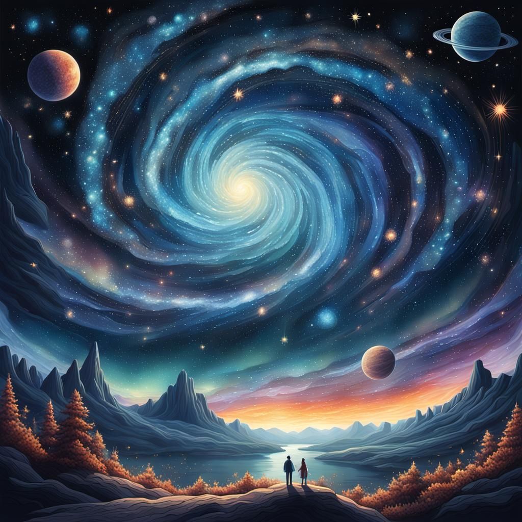 Night Sky with Twinkling Stars Illustration