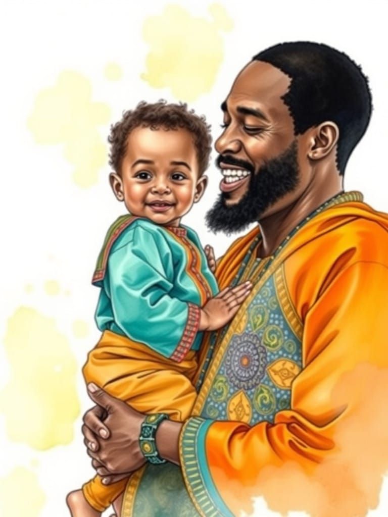 Warm Family Moment in Traditional African Style