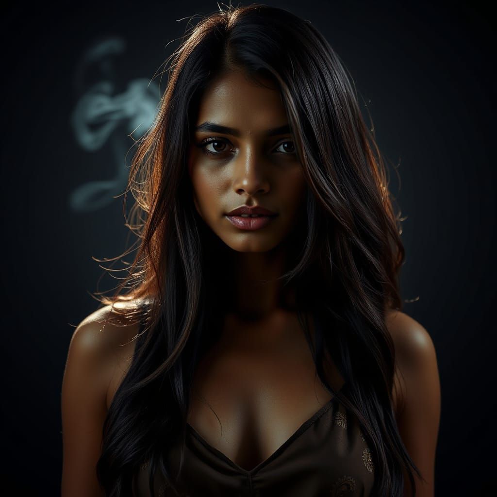 Photorealistic Portrait of a Gaunt Sri Lankan Woman