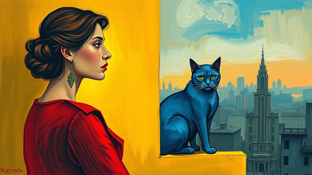 Woman in Red with Blue Cat by Picasso