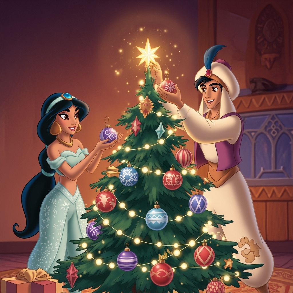 Aladdin and Jasmine Decorate a Magical Christmas Tree