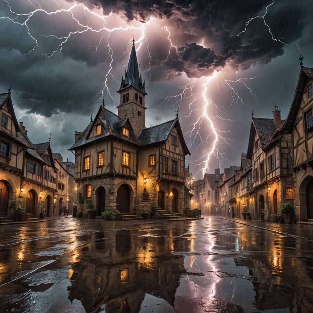 Lightning Elemental Causes Chaos in Medieval Town