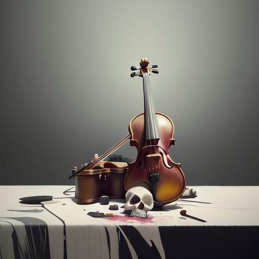 Dramatic Still Life with Skull in Cinematic Style
