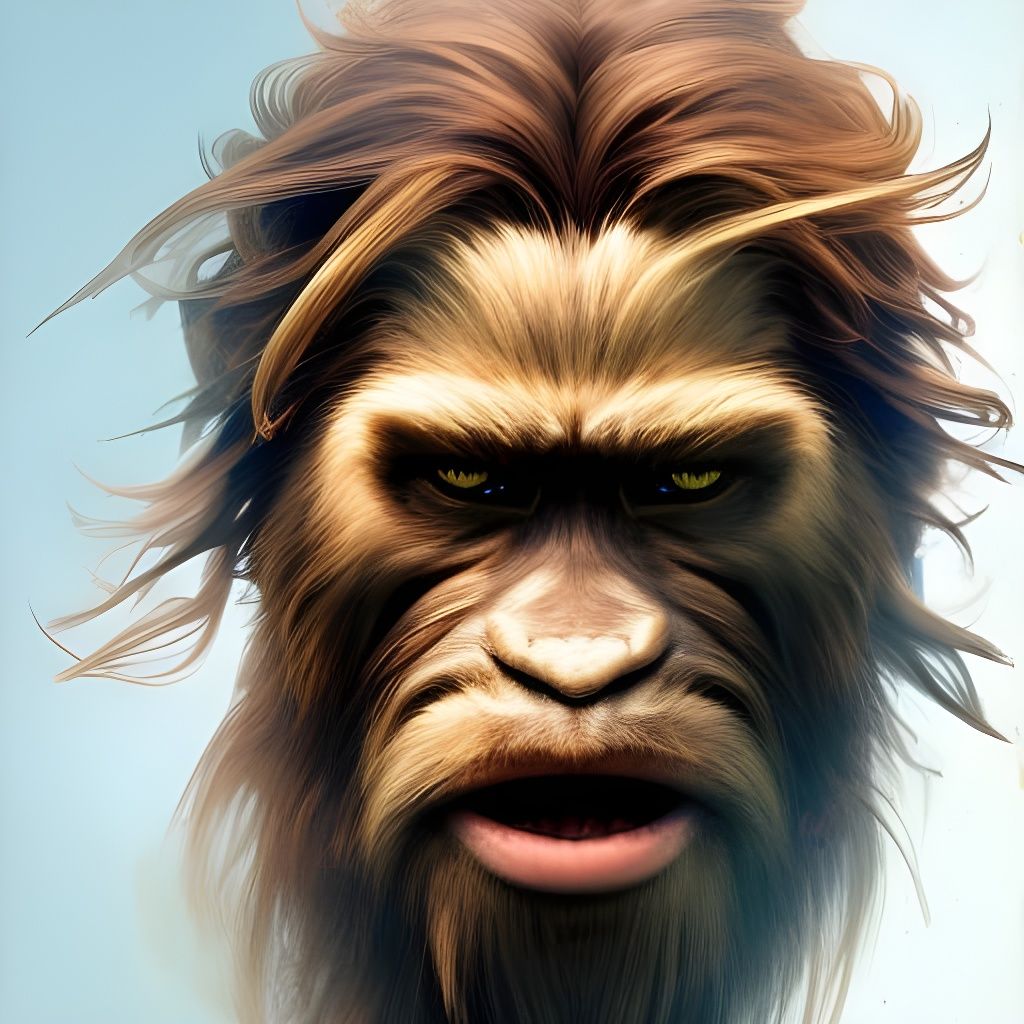 Hyperdetailed Bigfoot Portrait in Volumetric Lighting