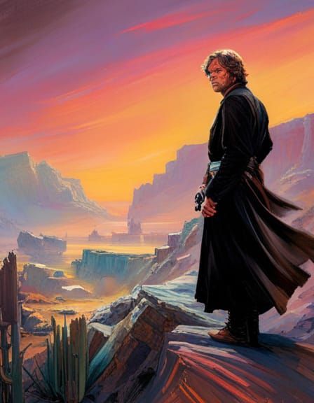 Luke Skywalker on Tatooine in Hyperrealistic Style