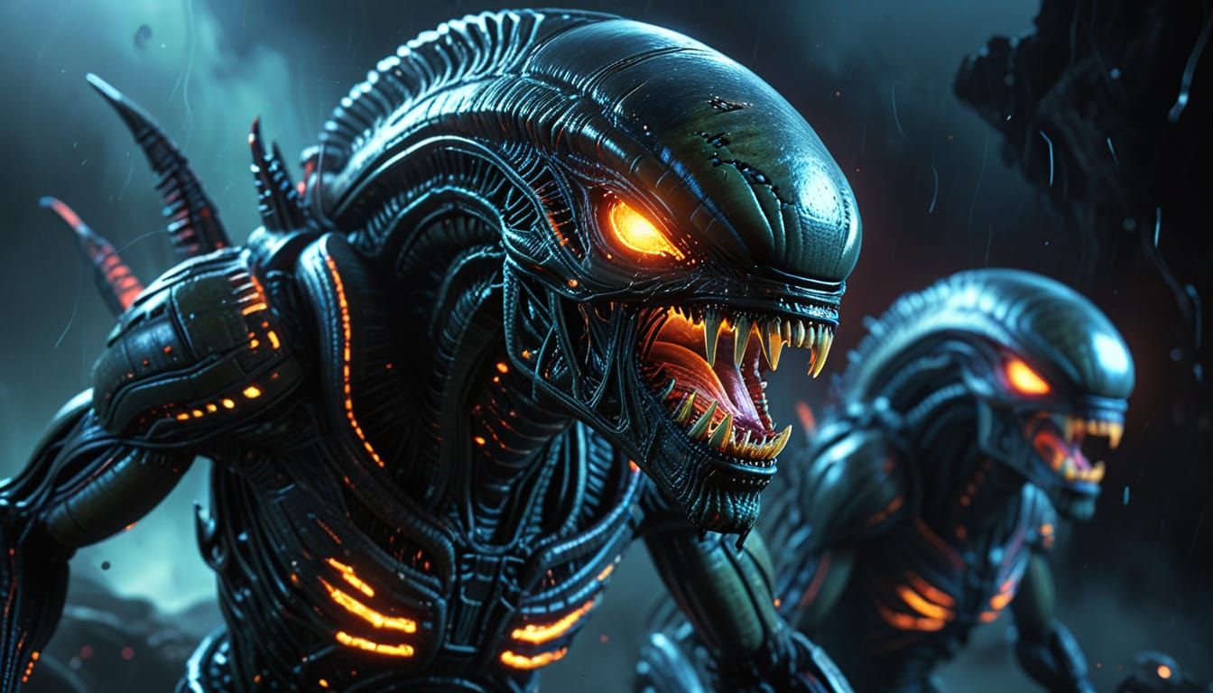 Alien Attack on Pliffle: Sci-Fi Macro Illustration