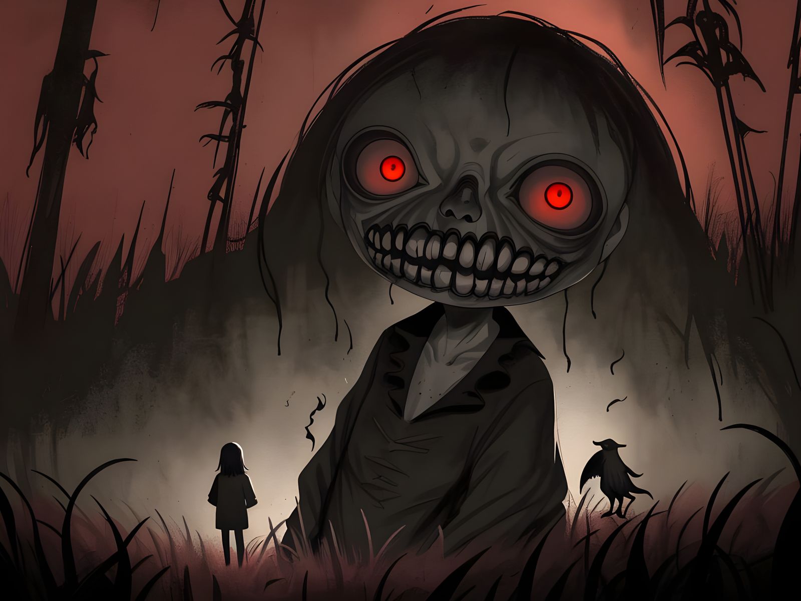 Enfield Horror Cryptid in Rural Illinois Night Scene