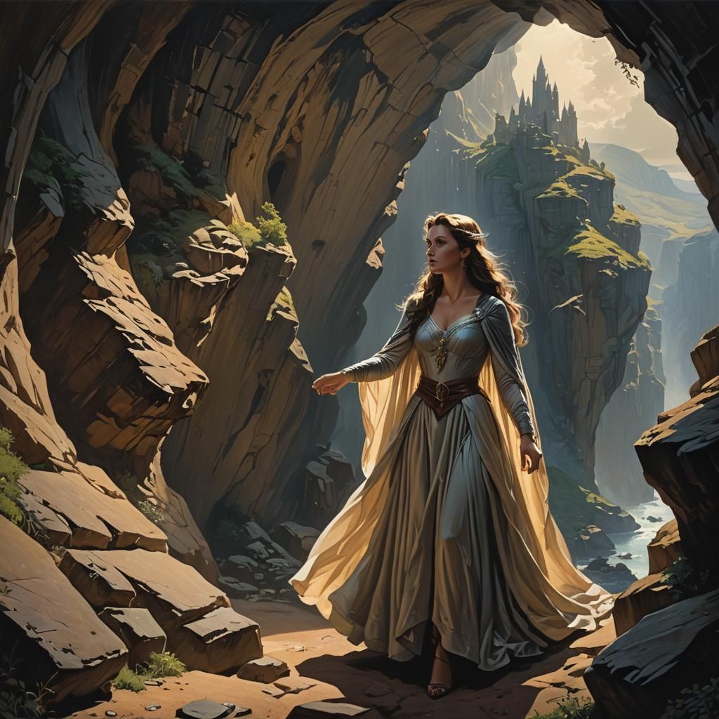 Female Wizard Overlook in James Gurney Style