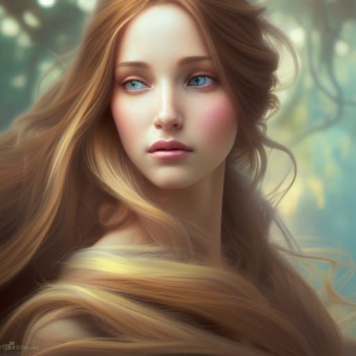 Fantasy Princess Portrait in Hyperdetailed Style