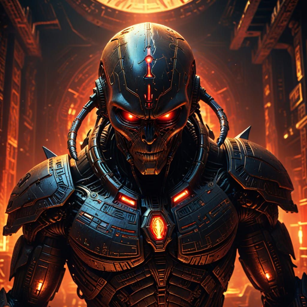 Alien Reactor Titan in Spaceship: Dark Sci-Fi Digital Painti...