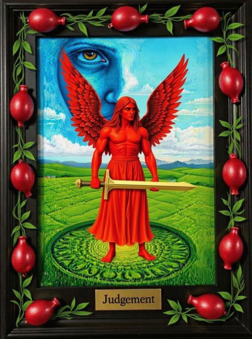 Surreal Blue Face Angel Emerges in Esoteric Style