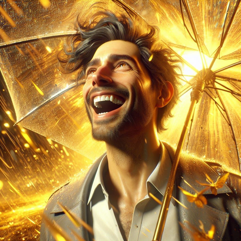 Ecstatic Man in Golden Rain: Fantasy Game Art