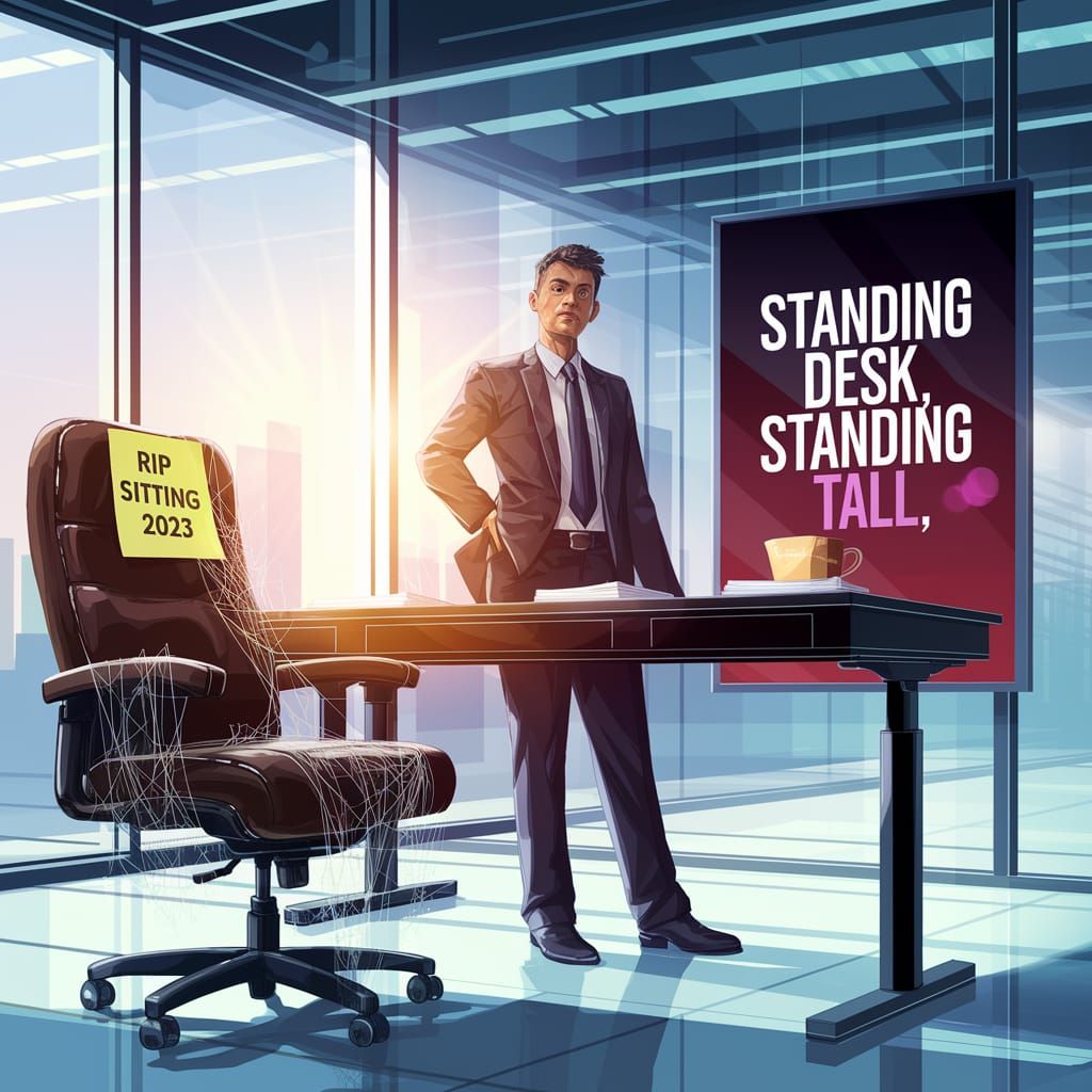 Modern Office Worker Embracing Standing Desk Revolution