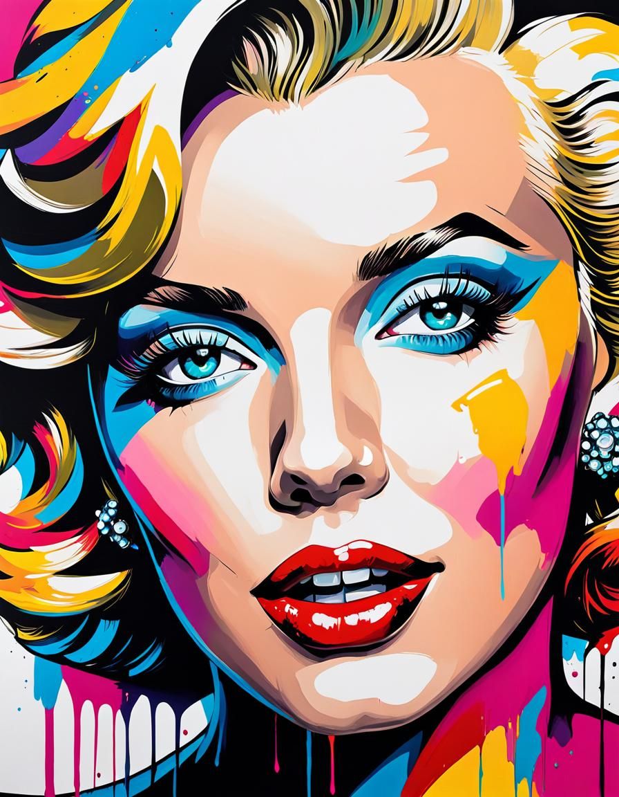 Colorful Marilyn Monroe Pin-Up in Graffiti Art Style