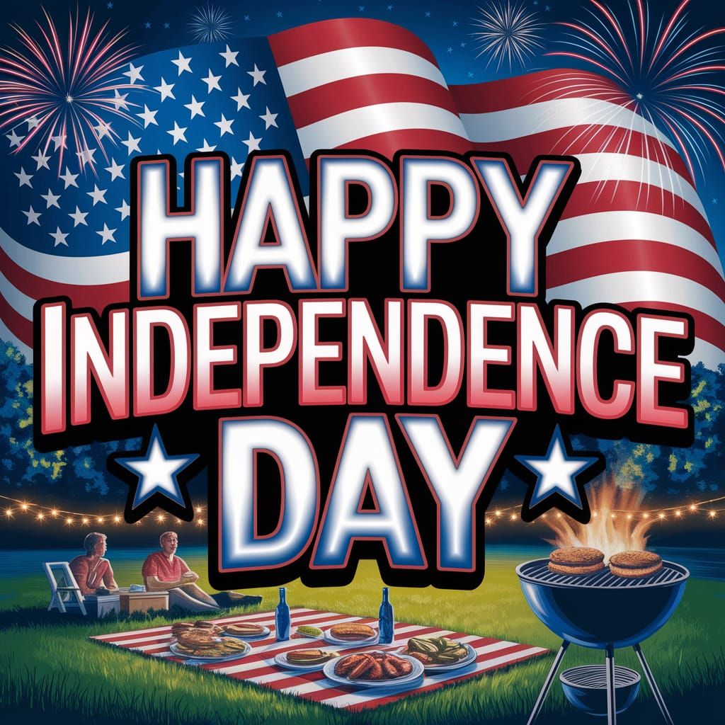 Happy Independence Day in Hyper-Detailed Acrylic Painting