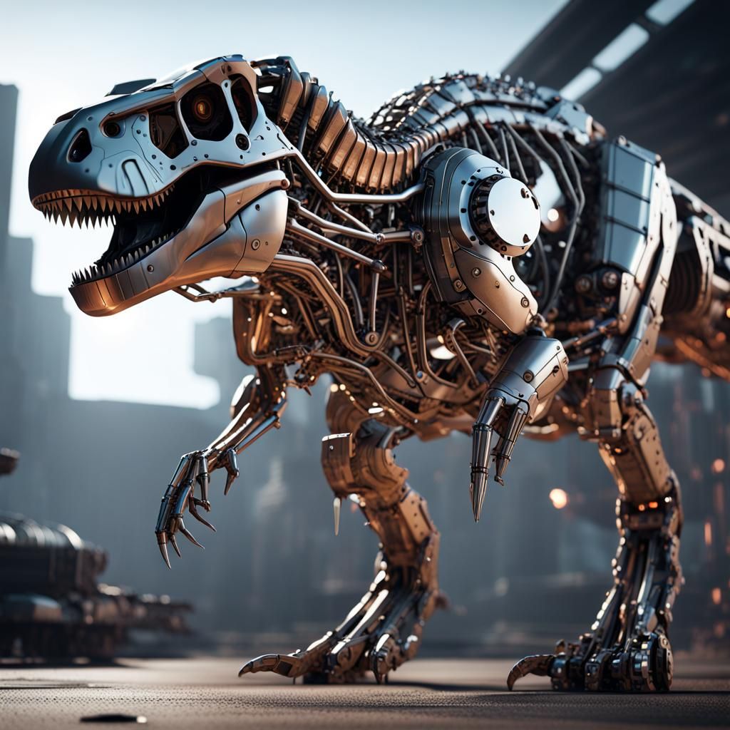 Futuristic Mechanical T-Rex Rendered in 8K