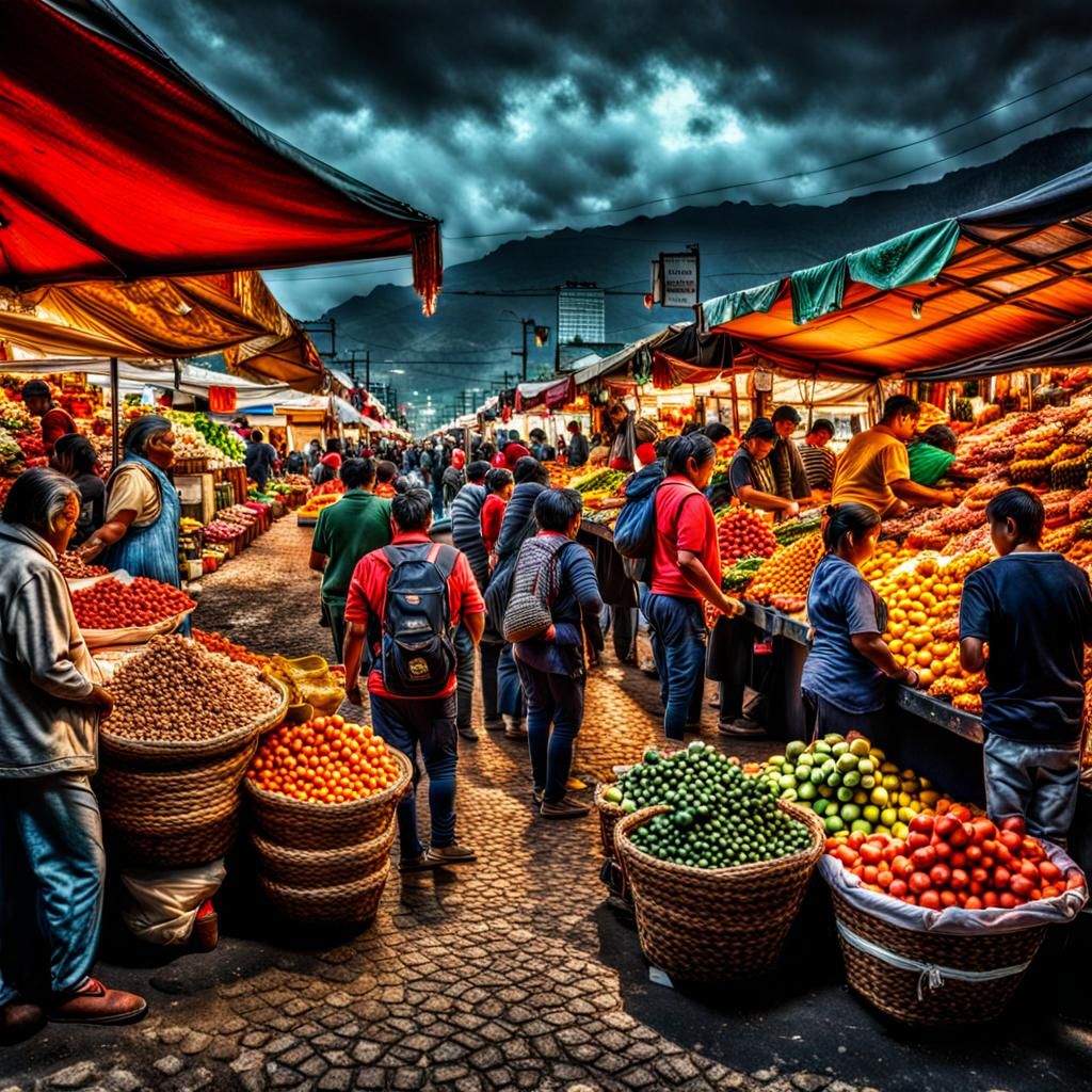 Vibrant Mexican Market in Hyperrealistic Detail