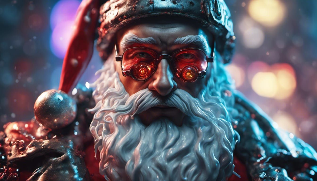 Cyberpunk Santa Cyborg Portrait in Ultra Detail