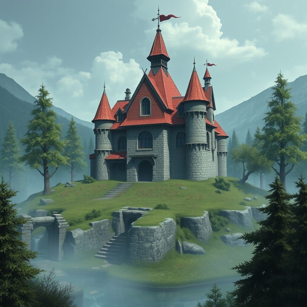 Majestic Skyrim Castle with Golden Apple Arbor