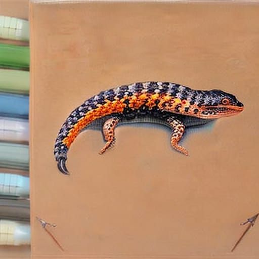 Detailed Crayon Drawing: Gila Monster and Corn