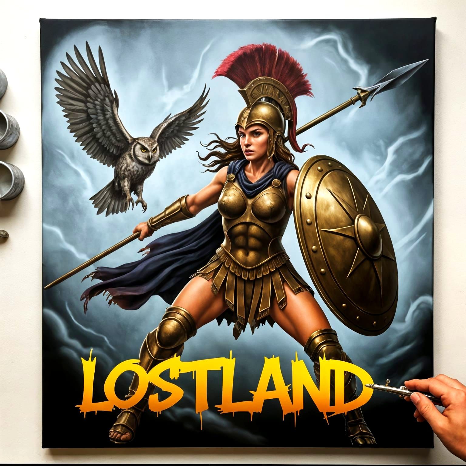 Athena as Airbrush Art on Canvas