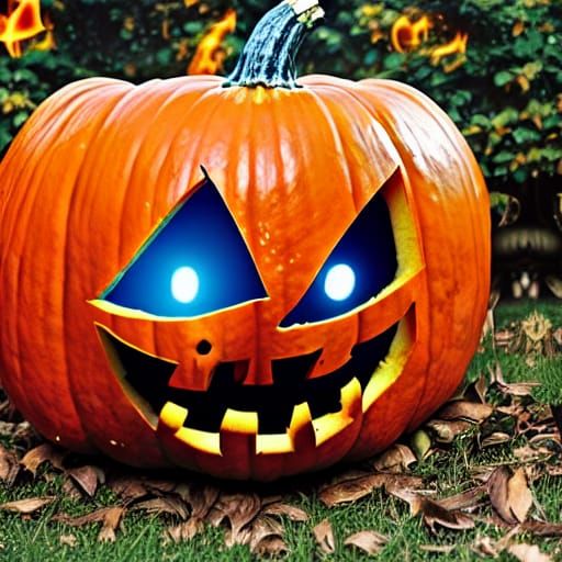 Fiery Blue Halloween Pumpkin