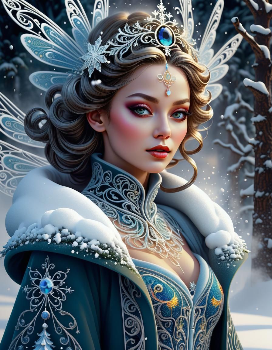 Snow Fairy in Intricate Gothic Fantasy Art