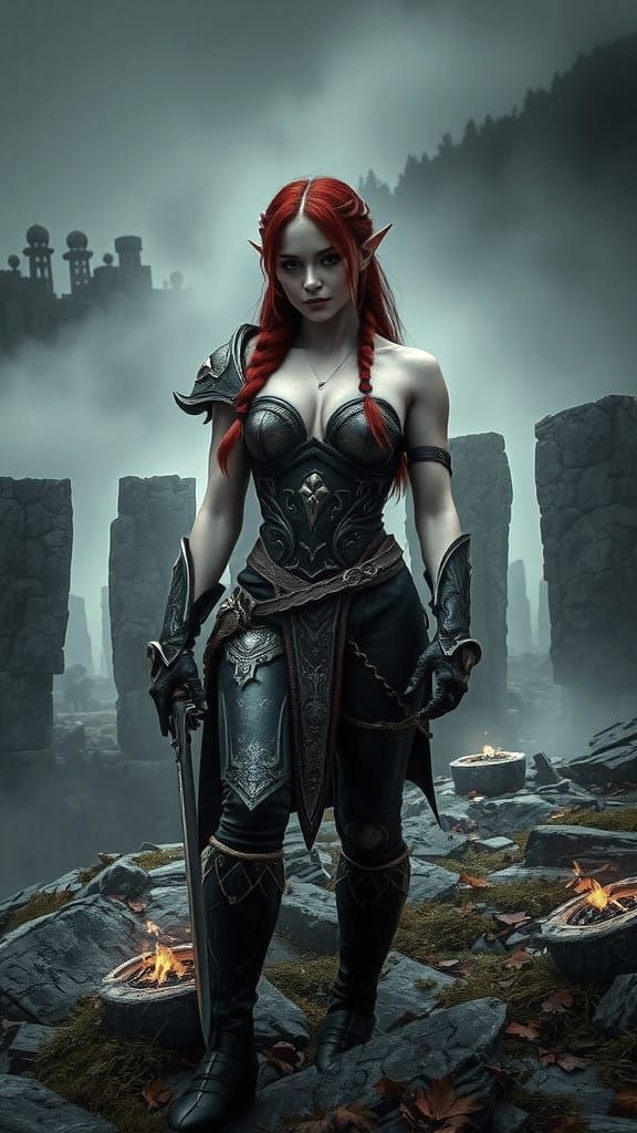 Gothic Elf Warrior in Medival Megalith