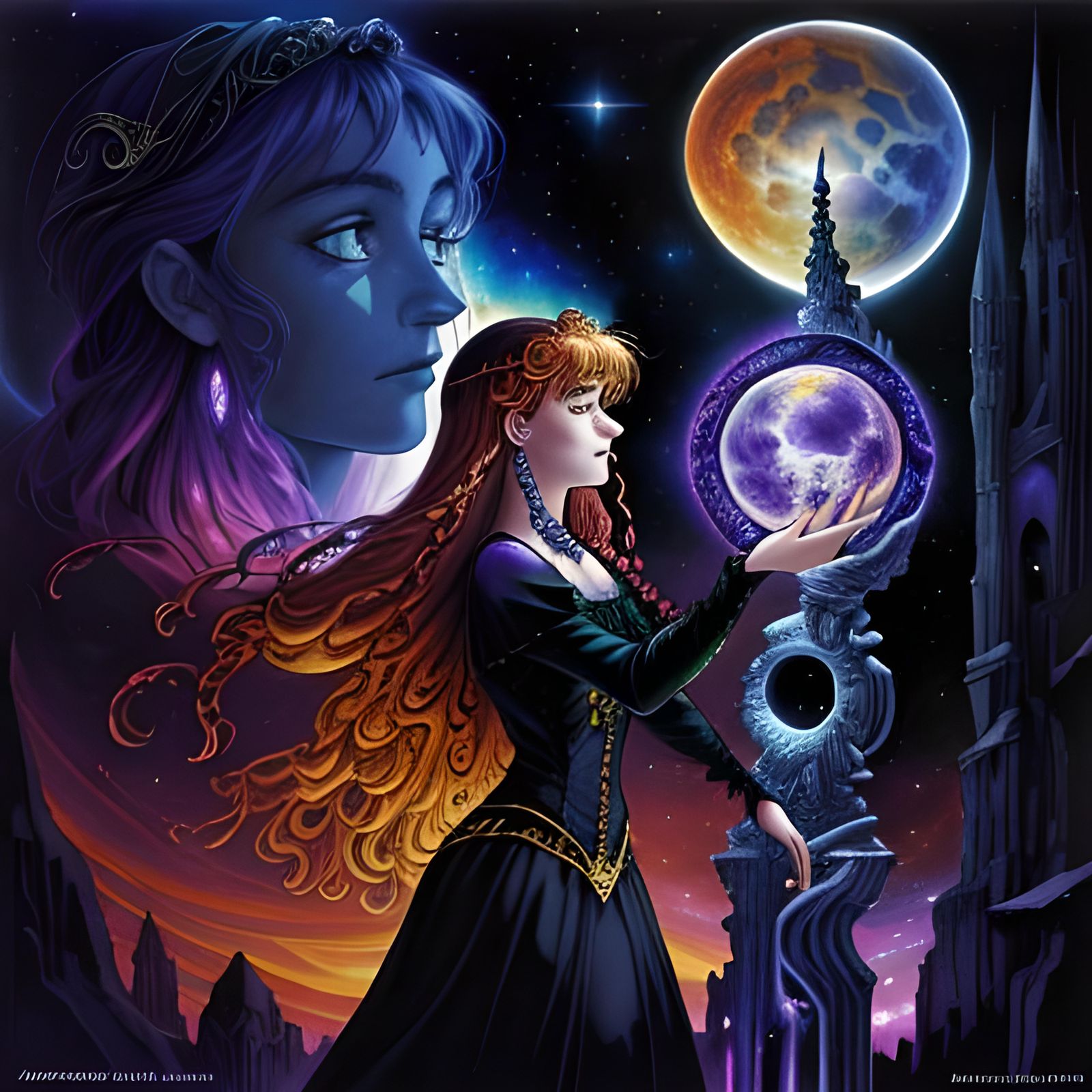 Galactic Moonscape in Gothic Hyperrealism